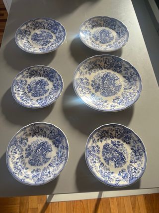 Vajilla inglesa 6 piezas - azul y blanco