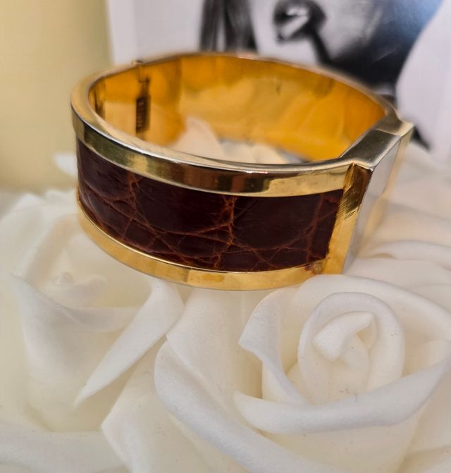 Pulsera Loewe vintage marrón y dorada