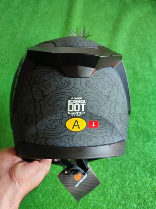 Casco moto integral talla L dibujo de gato gris