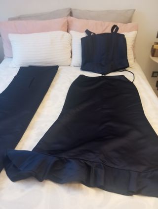 Vestido fiesta azul - Talla M con chal a juego 