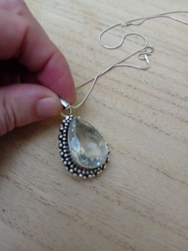Collana quarzo ialino acciaio e ottone 