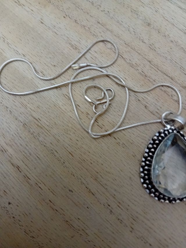 Collana quarzo ialino acciaio e ottone 