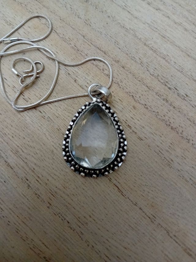 Collana quarzo ialino acciaio e ottone 