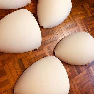 5 lampade a parete vetro bianco fatto a mano anni 
