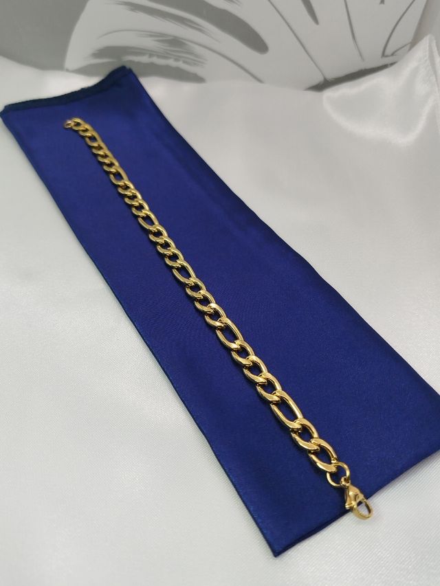 Pulsera Figaro dorada acero inoxidable