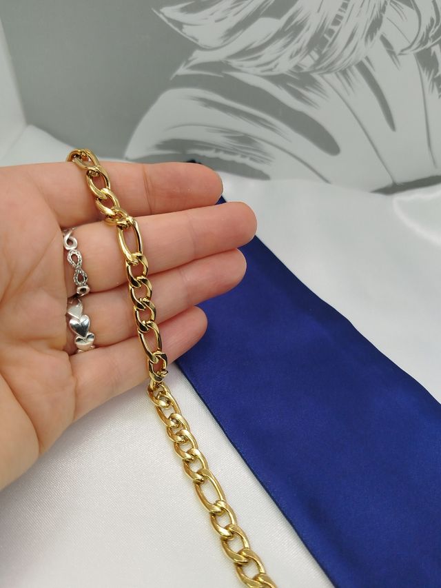 Pulsera Figaro dorada acero inoxidable