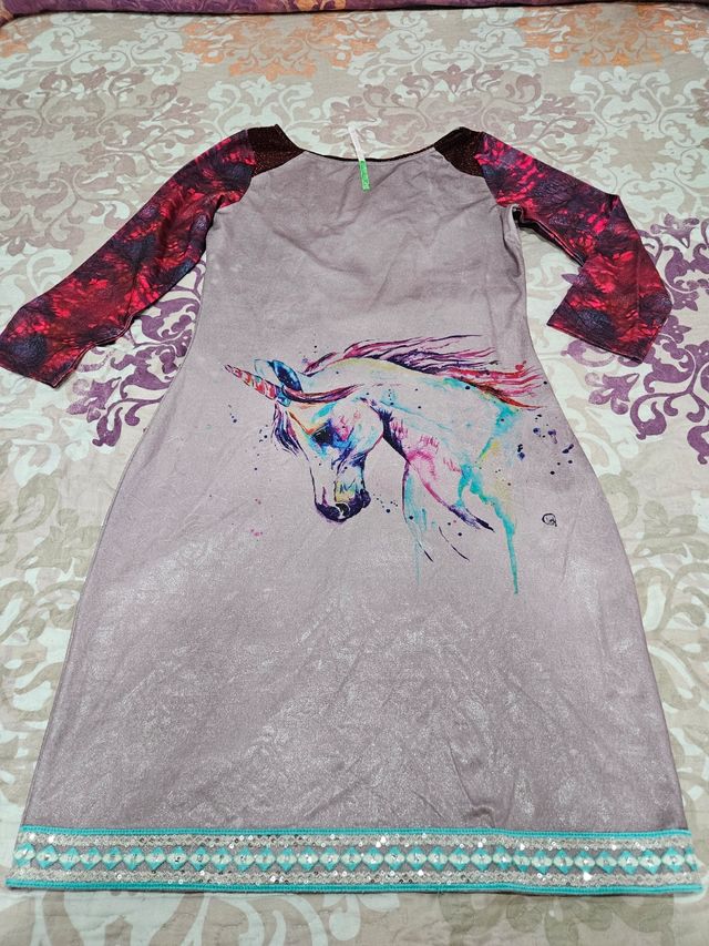 Vestido Unicornio - Gris y Rojo