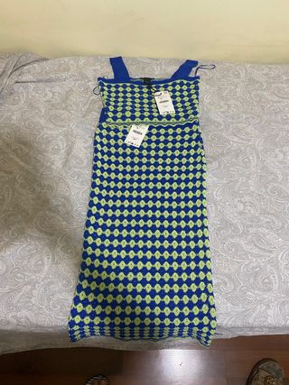 Vestido Zara azul y verde