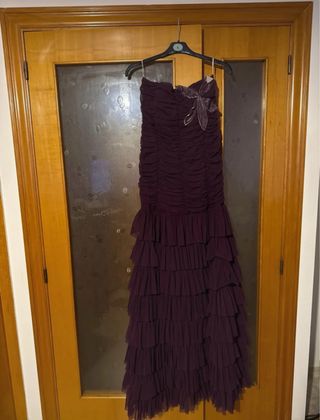 Vestido fiesta berenjena XL