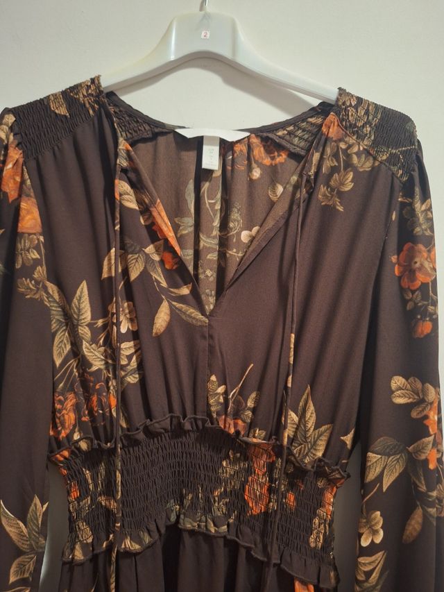 Vestido H&M floral marrón XS