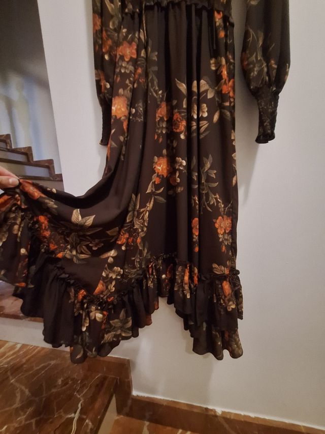 Vestido H&M floral marrón XS