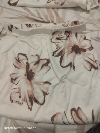 Pijama verano mujer - Blanco y marrón