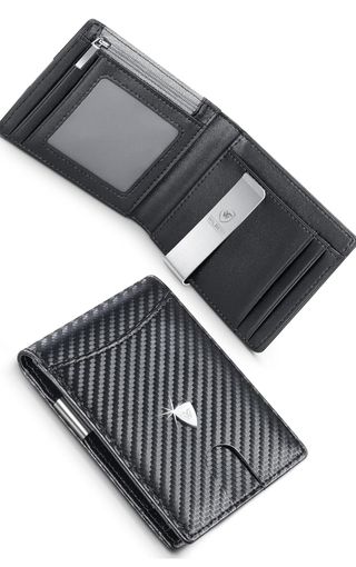 Cartera hombre - Piel carbono negra