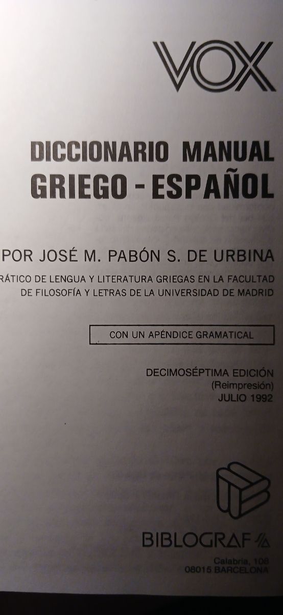 GRIEGO/LATIN DICCIONARIO, GRAMÁTICA, EJERCICIOS