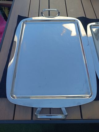 2 Bandejas metalicas plateadas