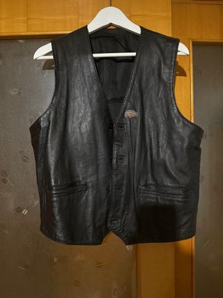 Chaleco cuero negro vintage Talla L