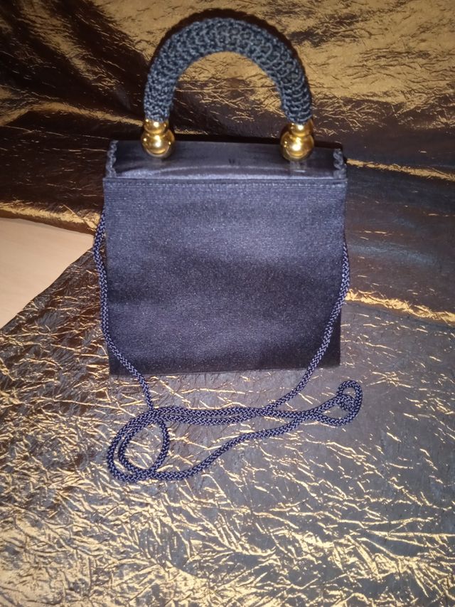 Bolso fiesta + tocado azul marino
