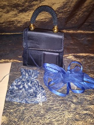 Bolso fiesta + tocado azul marino
