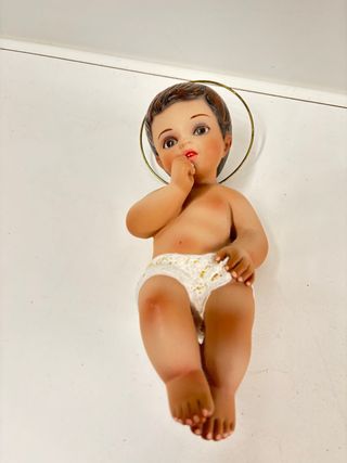 Niño Jesús escayola ojos cristal