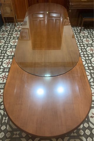 Mesa comedor isabelina - Madera y cristal