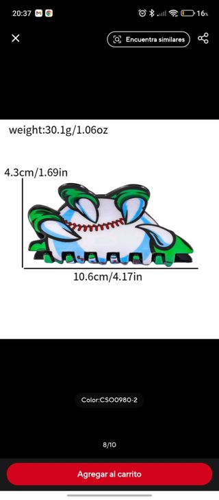 Pinza Pelo Béisbol - Verde Azul