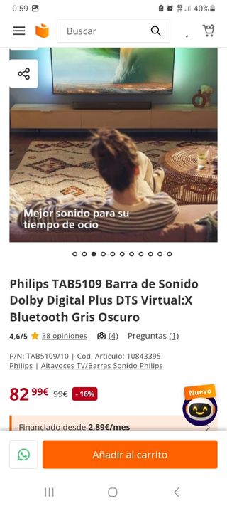 Philips TAB5109 - Barra Sonido