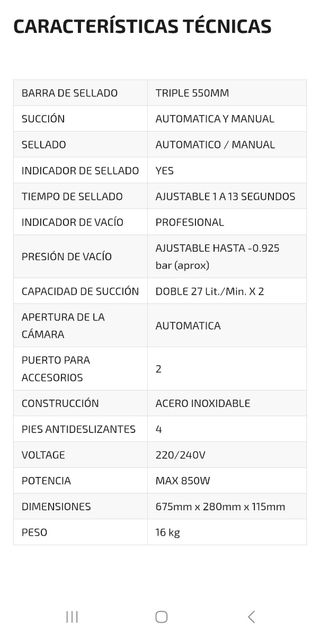 Envasadora al vacío Sico S550 - Profesional