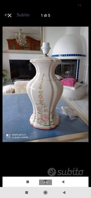Lampada vintage rose ceramica