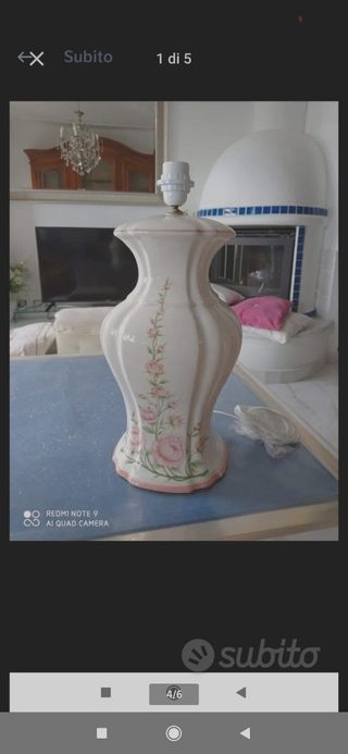 Lampada vintage rose ceramica