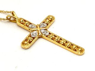 cadena oro 18k con diamante 21cm