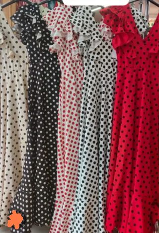 Vestido rociero lunares blanco-negro M-L