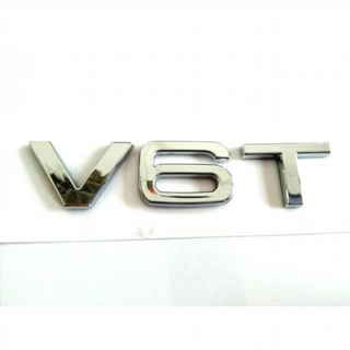 Emblema logo AUDI V6T PLATA / NEGRO / ROJO