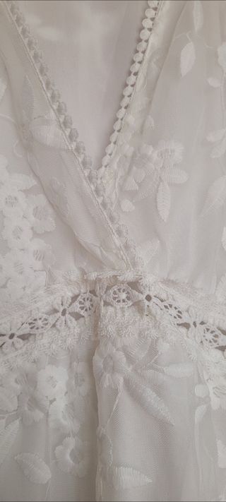 Vestido novia blanco boda bohemio - Talla L
