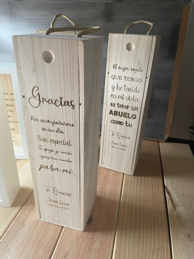 Cajas madera vino - Grabadas