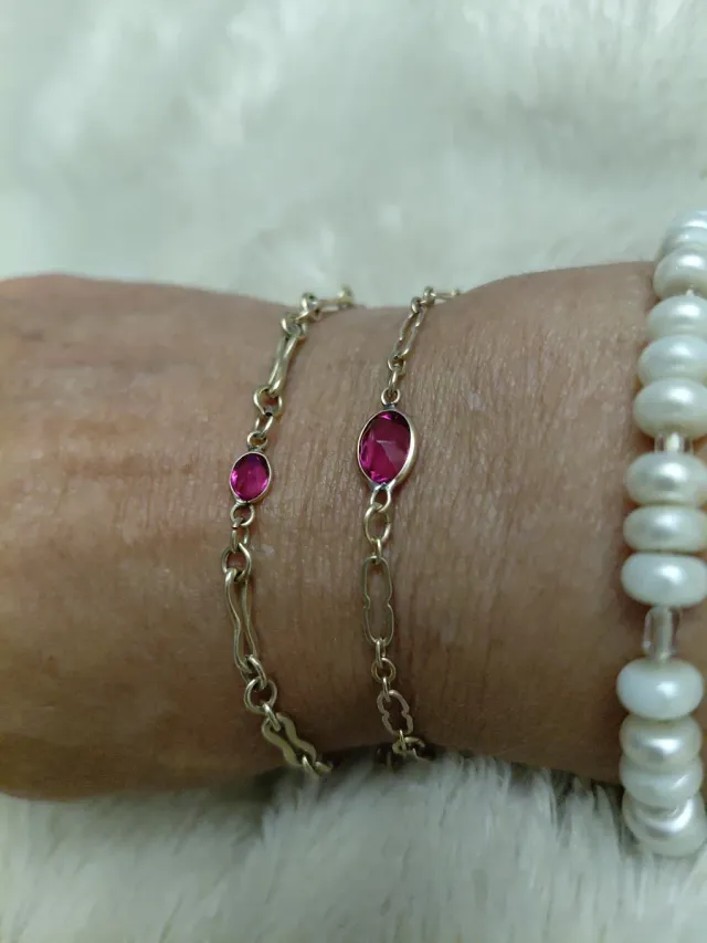 Bracciali in oro laminato rosa e blu