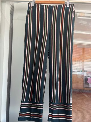 Pantalón Zara rayas verde M