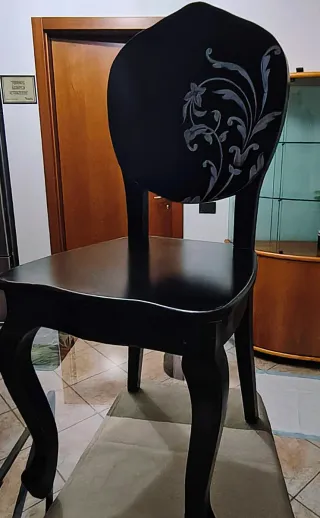 Set da 4 vintage color nero in legno dipinta a man