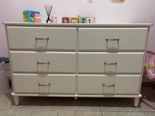 Cómoda blanca 6 cajones - madera
