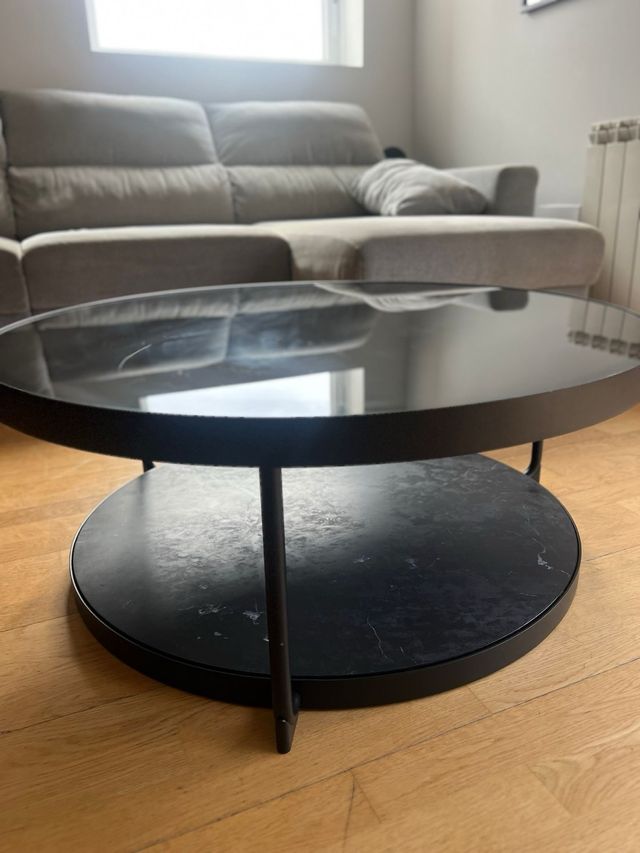 Mesa centro negra cristal - Moderna