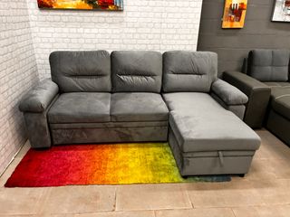 Sofá cama terciopelo gris