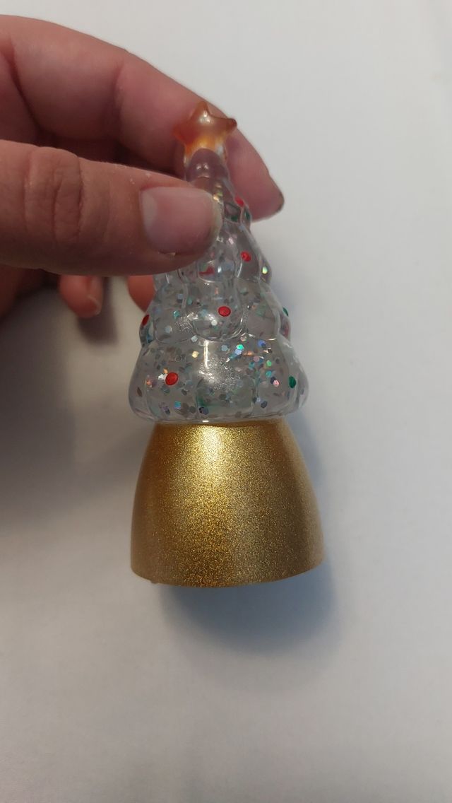 Mini árbol Navidad, dorado y transparente