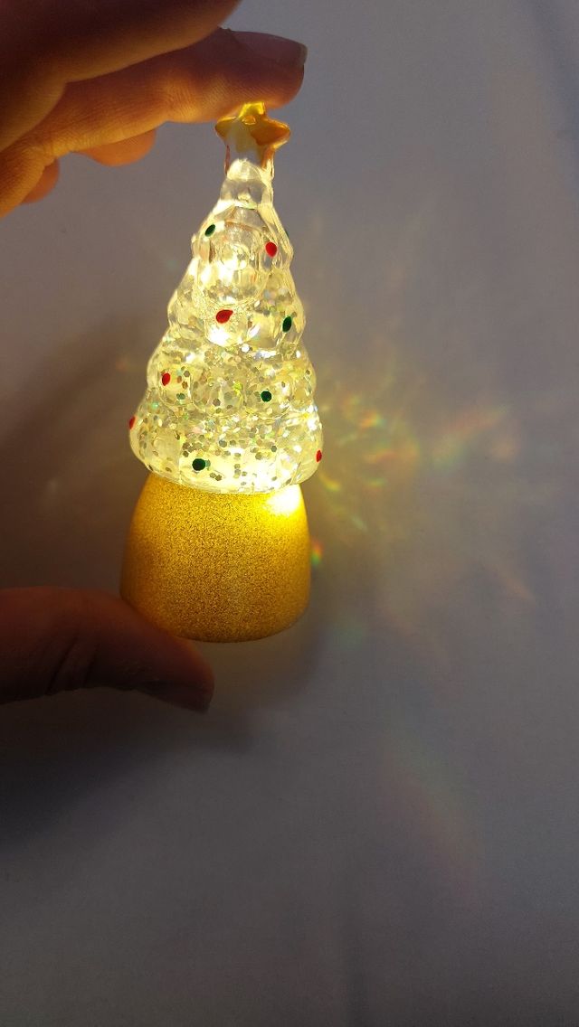 Mini árbol Navidad, dorado y transparente