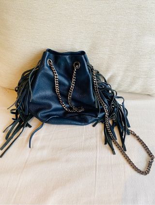 Bolso bandolera flecos azul marino