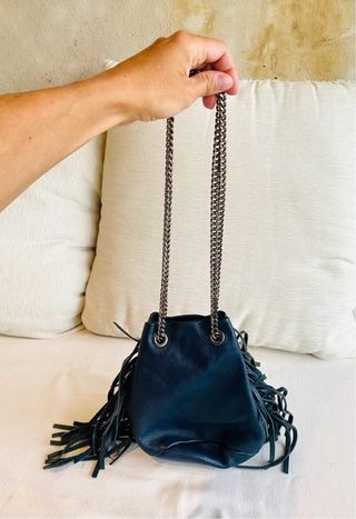 Bolso bandolera flecos azul marino