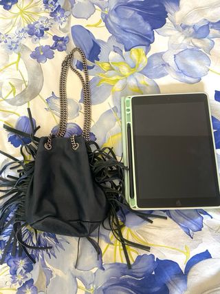 Bolso bandolera flecos azul marino