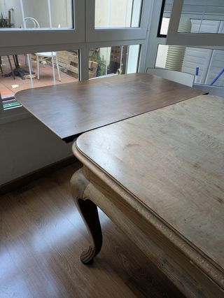 Mesa comedor madera extensible + sillas