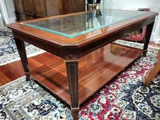 Mesa centro madera cristal