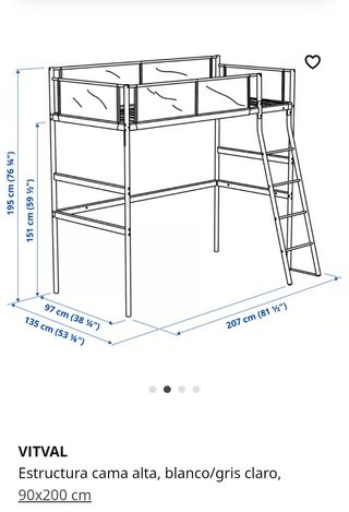 Cama alta VITVAL 90x200cm