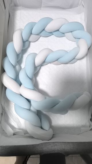 Cojín trenzado bebé - Azul y blanco