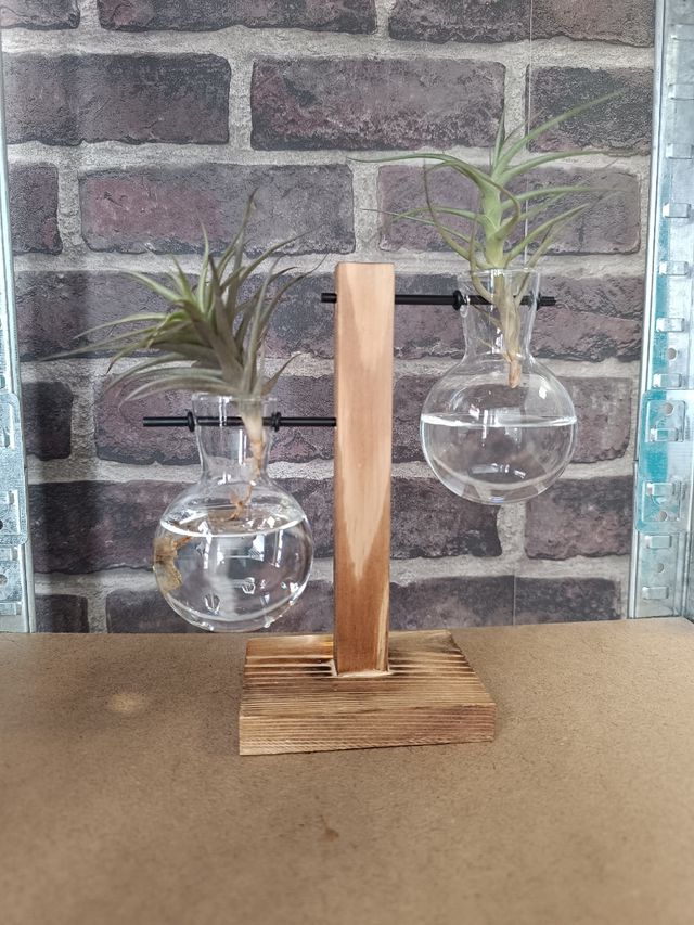 2 Jarrones hidropónicos de madera